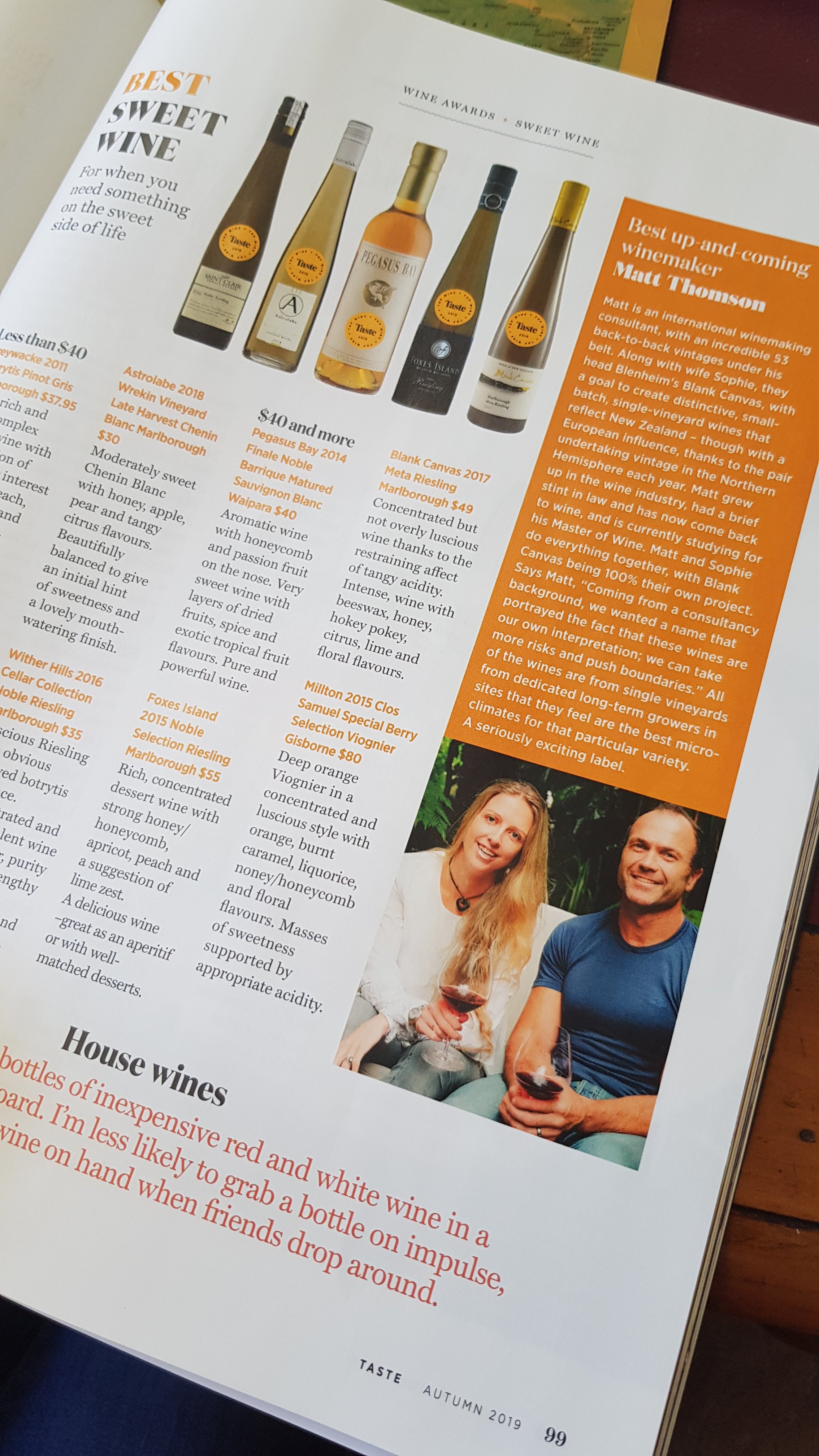 Blank Canvas named Best Up and Coming Wine Producer by Taste Magazine