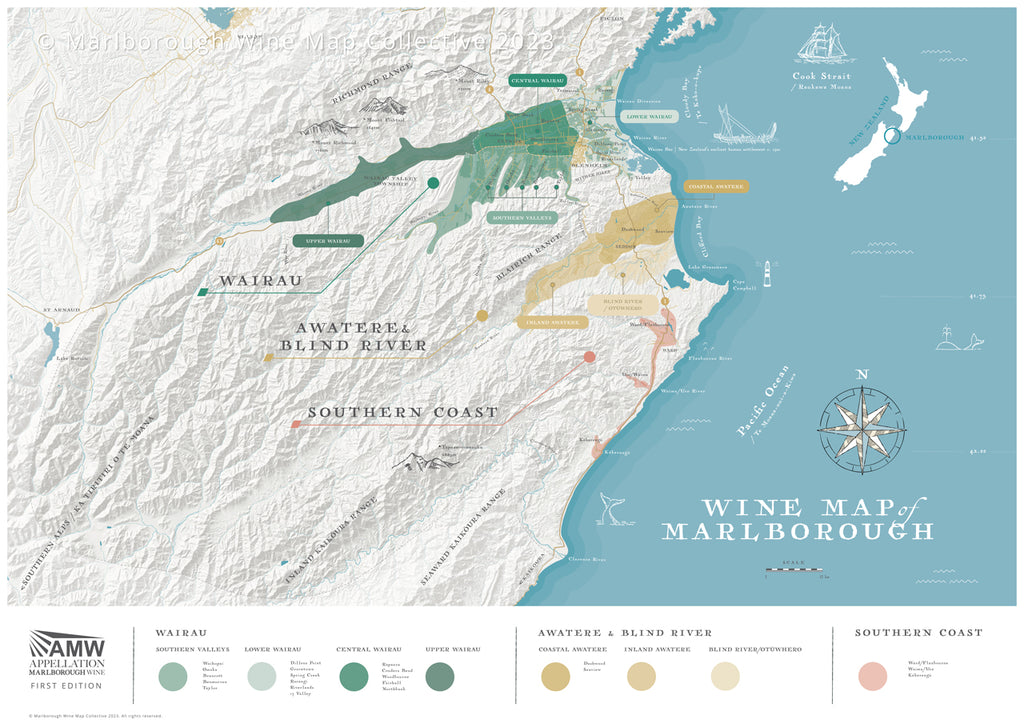 wine map of marlborough (c)MarlboroughWineMapCollective2023